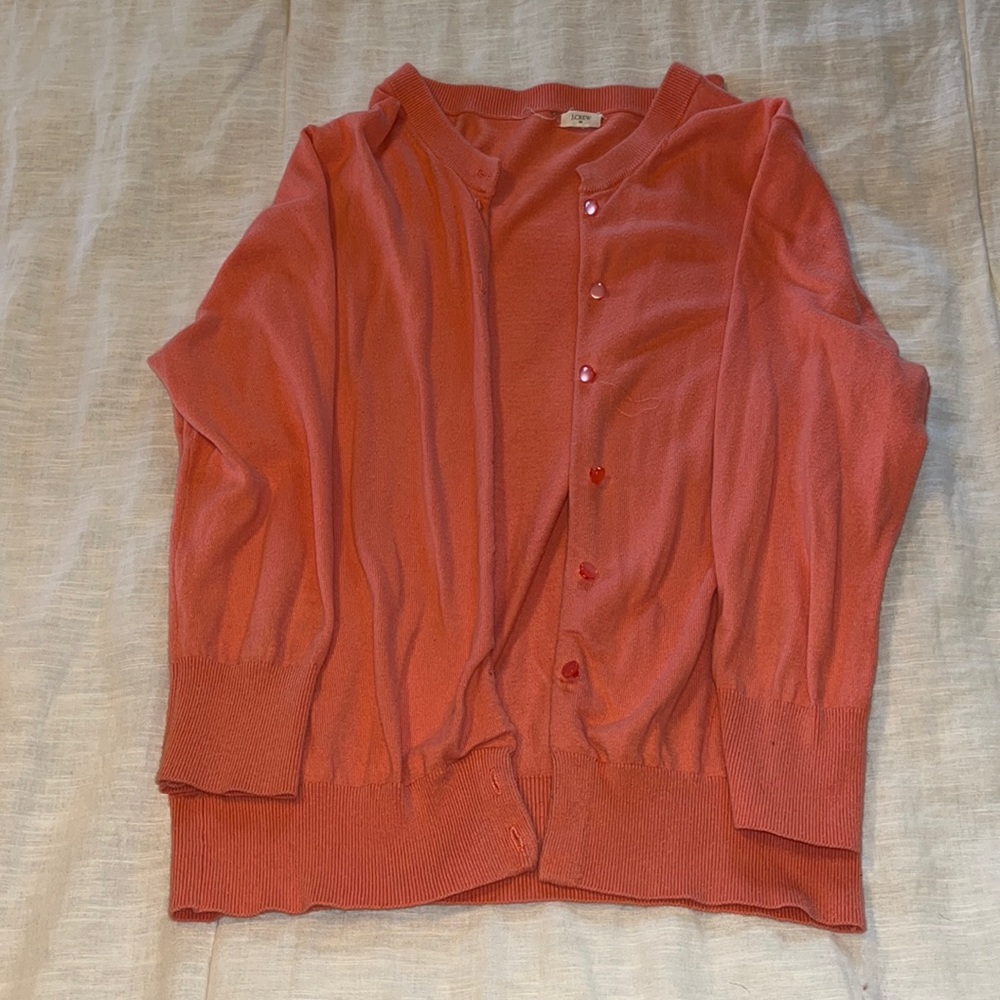 J Crew 3/4 sleeve cardigan with decorative buttons.
